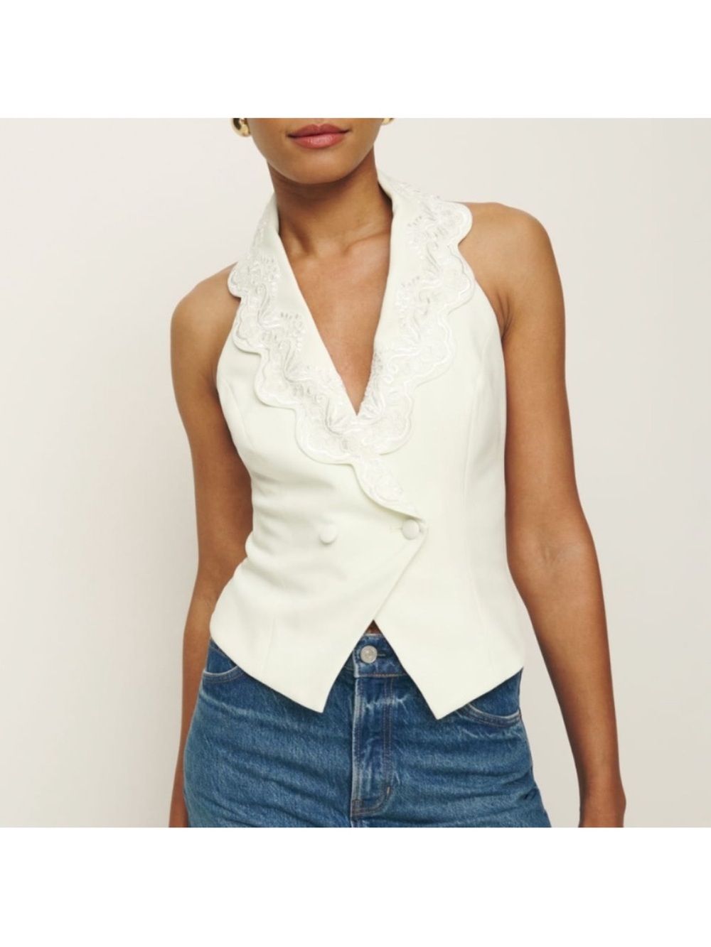 Reformation Primrose Vest - Cream
